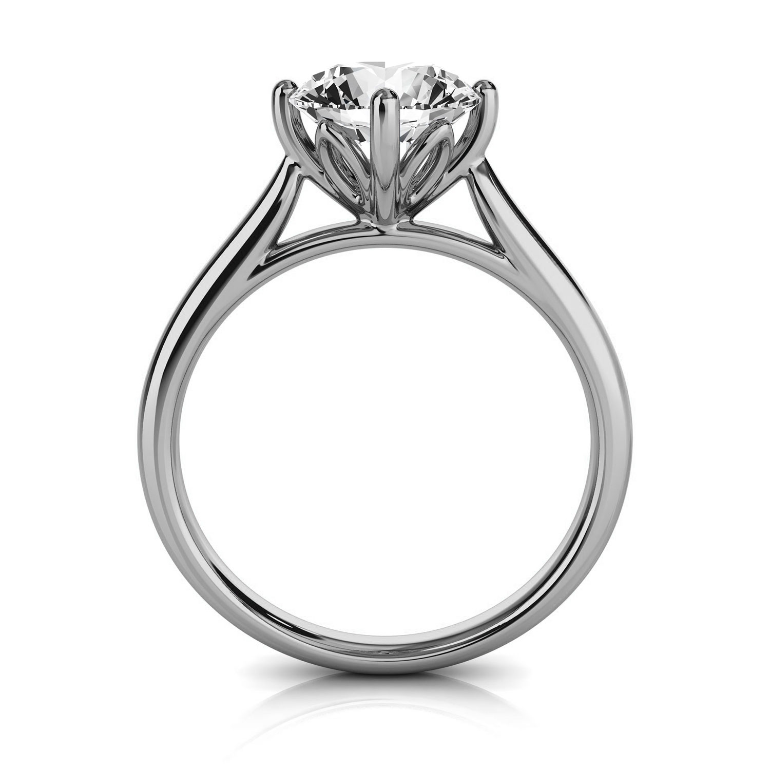 14K White Gold Marlev Flower Crown Solitaire Ring